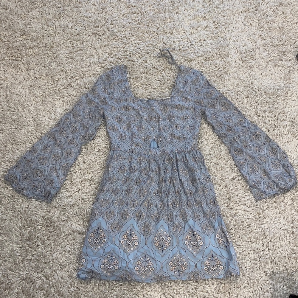 Blue Dress with Triangle Cut Out